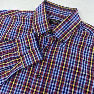 Paul & Shark Yachting Men's Large Multicolor Plaid Long Sleeve Button Down Shirt